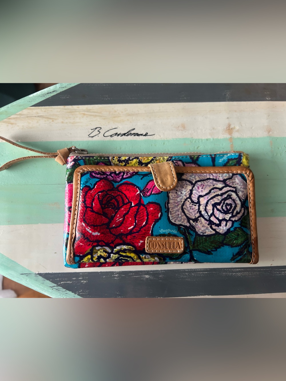 Consuela Floral Wallet Wristlet in Turquoise, Red, Pink, Yellow, Green, Brown